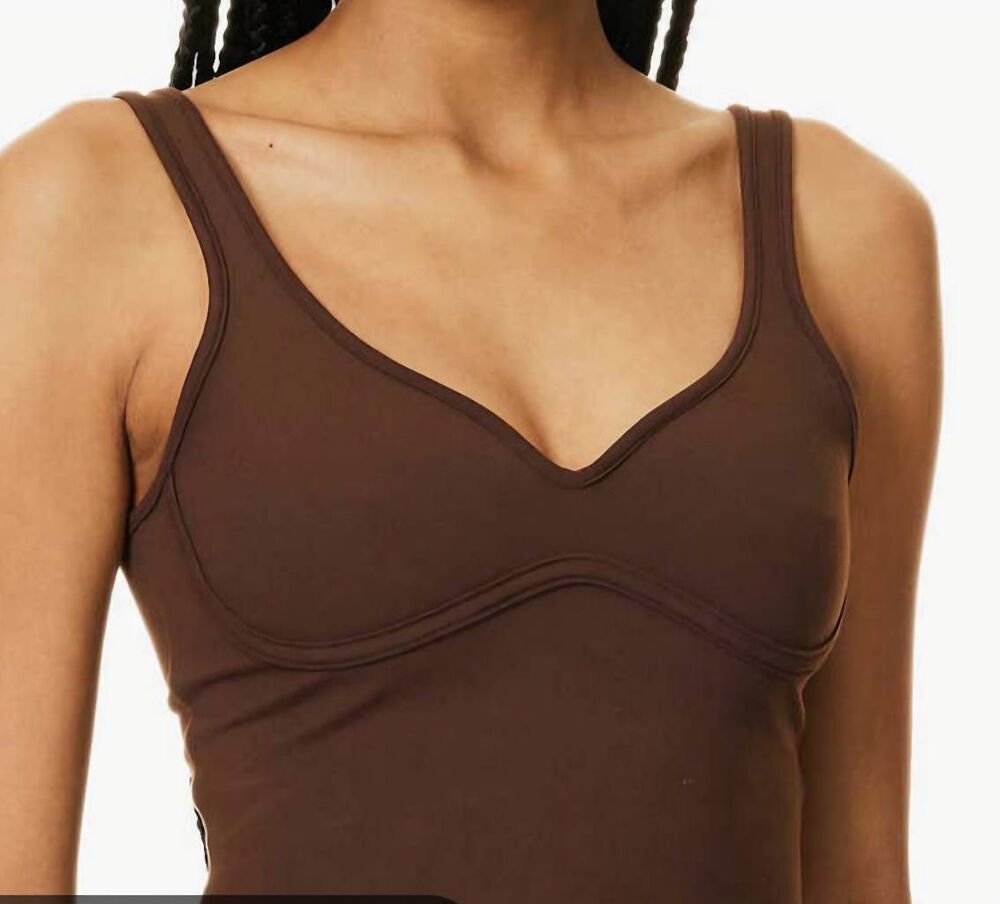 Joah Brown Contour Crop Tank in brown  sz S/M